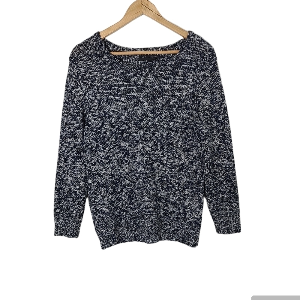 Rag & Bone Blue Chunky Knit Marled Wool Cashmere Blend Sweater Women's Size L - Picture 4 of 16